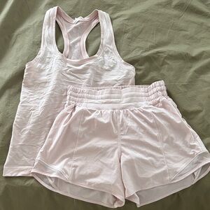 Light Pink Women's Racerback Tank & Lounge Shorts Set